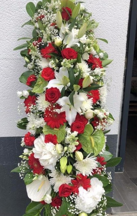 bouquet long rouge blanc